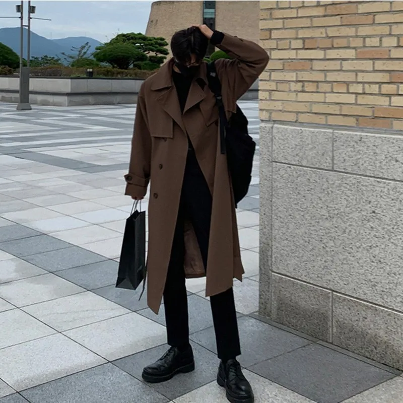 Trenchcoat Man winterjas Geul Koreaanse Herenmode Overjas Mannelijke Lange Windjack Streetwear Heren Jas Bovenkleding Kleding