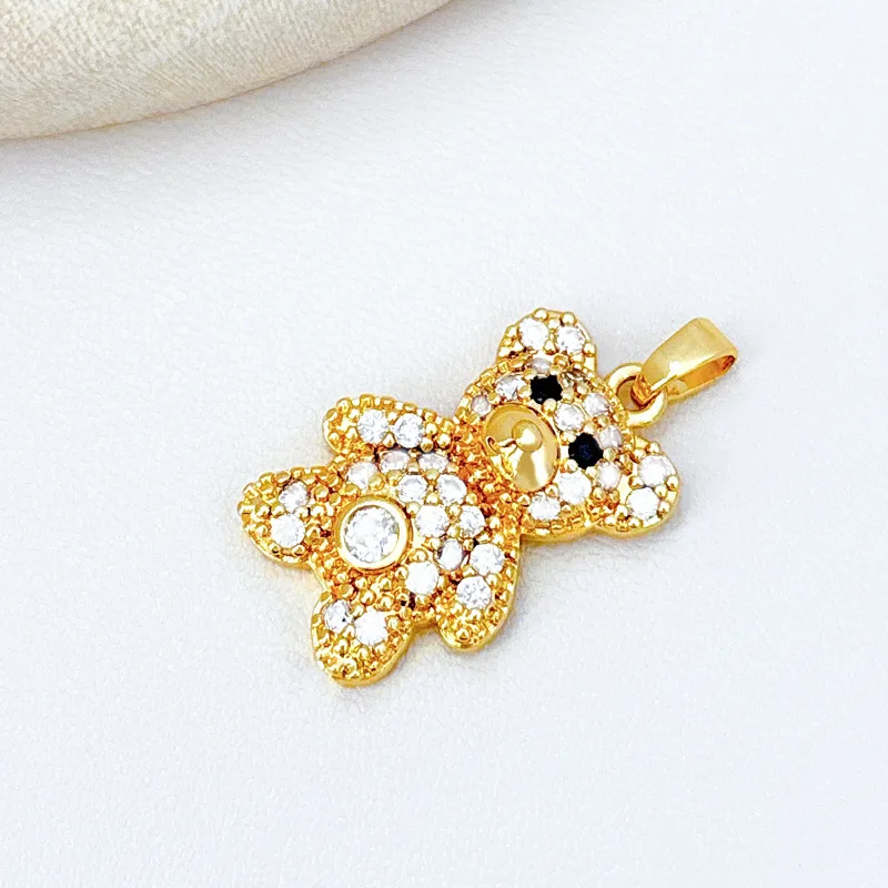 5 قطعة/المجموعة العصرية لطيف لامعة الزركون الدب النحاس المعلقات سحر اليدوية عقد دي اي واي صنع المجوهرات مجموعة هدايا عيد بالجملة