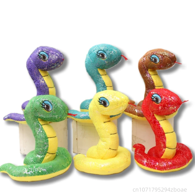 20cm Kawaii Cartoon Sequin Snake Plush Doll New Cute Animal Snake Plush Doll Home Decor For Boys And Girls Birthday Gift