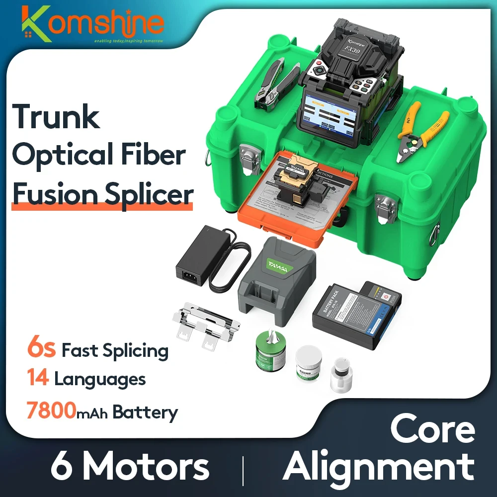 Komshine Classic FX39 Optical Fiber Fusion Splicer Core Alignment Six Motors Welding Machine Empalmadora de fibra óptic