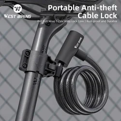 WEST BIKING Bicycle Lock Portable Anti-theft Cable Lock MTB Road Bike Safety Lock Motor E-Bike Lock With 2 Key Cycling Accessory