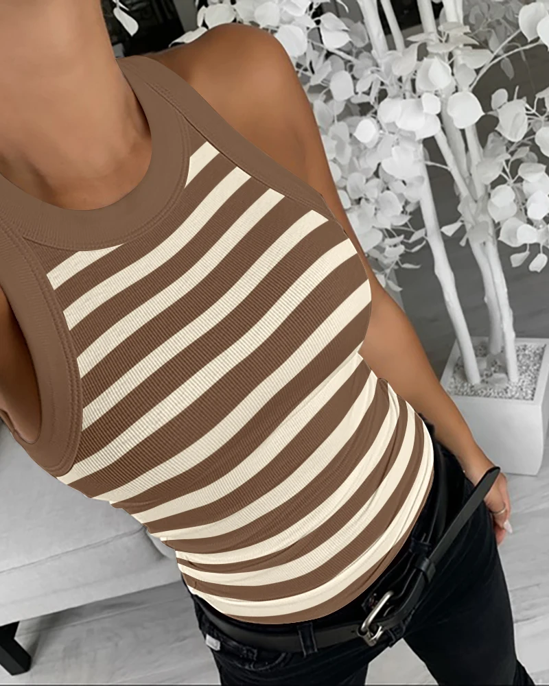 Beautiful Girls In Stock 2024 Summer Hot Selling Hot Selling Casual Round Neck Sleeveless Tight Fitting Vest Y2K Clothing