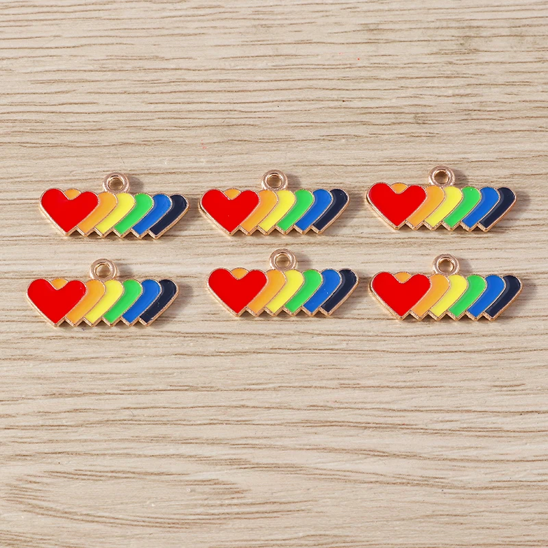 10 Stück Niedliche Bunte Emaille-Regenbogen-Herz-Mond-Anhänger für Schmuckherstellung, Halsketten, Ohrringe, Armbänder, DIY-Bastelzubehör – Detail 23