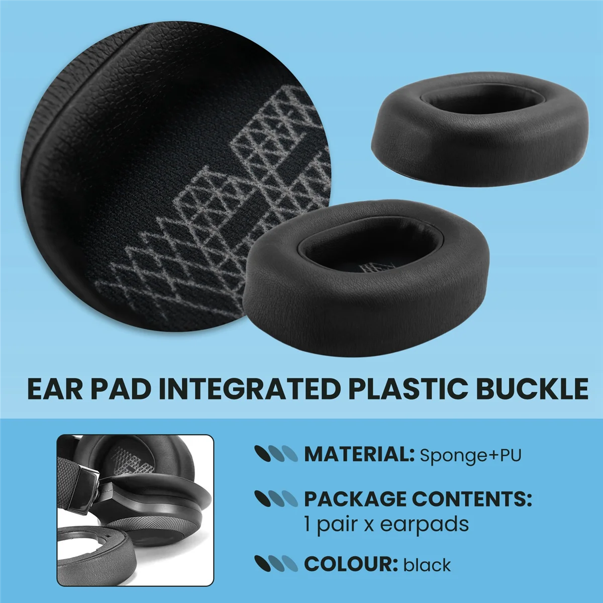 Ear Cushion Memory Foam Ear Pads Replacement Compatible with E65 E65BTNC / Duet NC / Live 650BTNC Live 660 BTNC