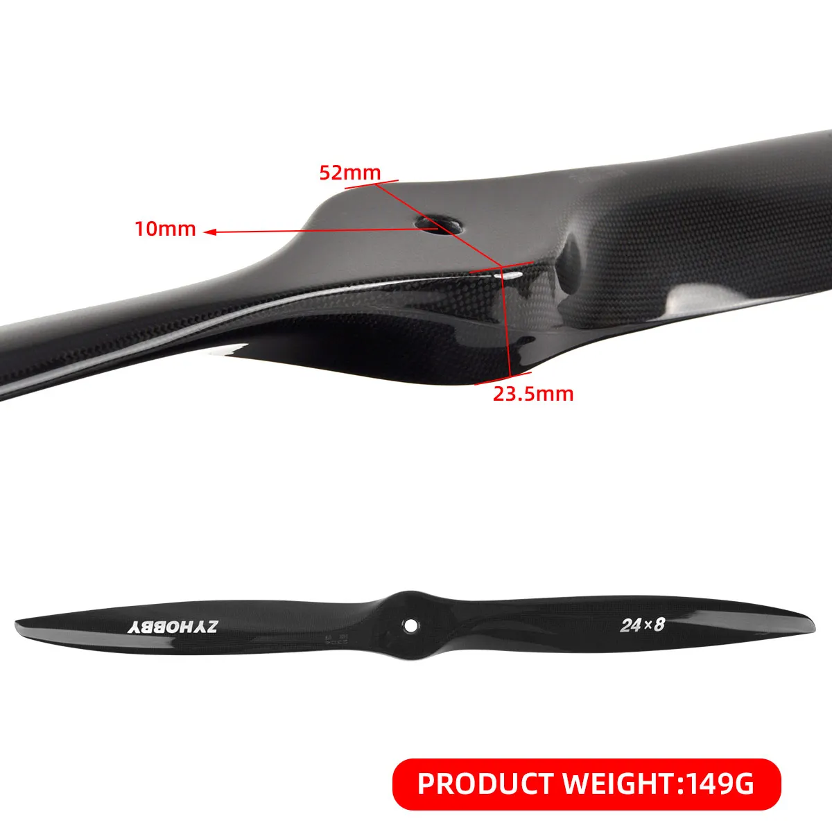 Carbon Fiber Propeller 16X08 17X08 18x08 19X10 20X10 22X10 for RC Gas Model Airplane