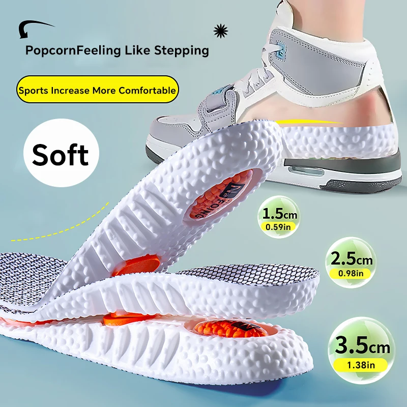 1 paire de semelles de sport avec semelles intérieures de massage en latex douces, respirantes et hautement élastiques