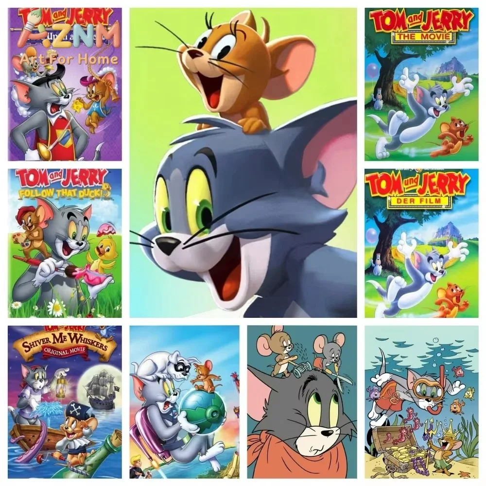 1 Stück Tom und Jerry Poster Farbige Leinwandmalerei Wandkunst Wohnzimmer Heimdekoration