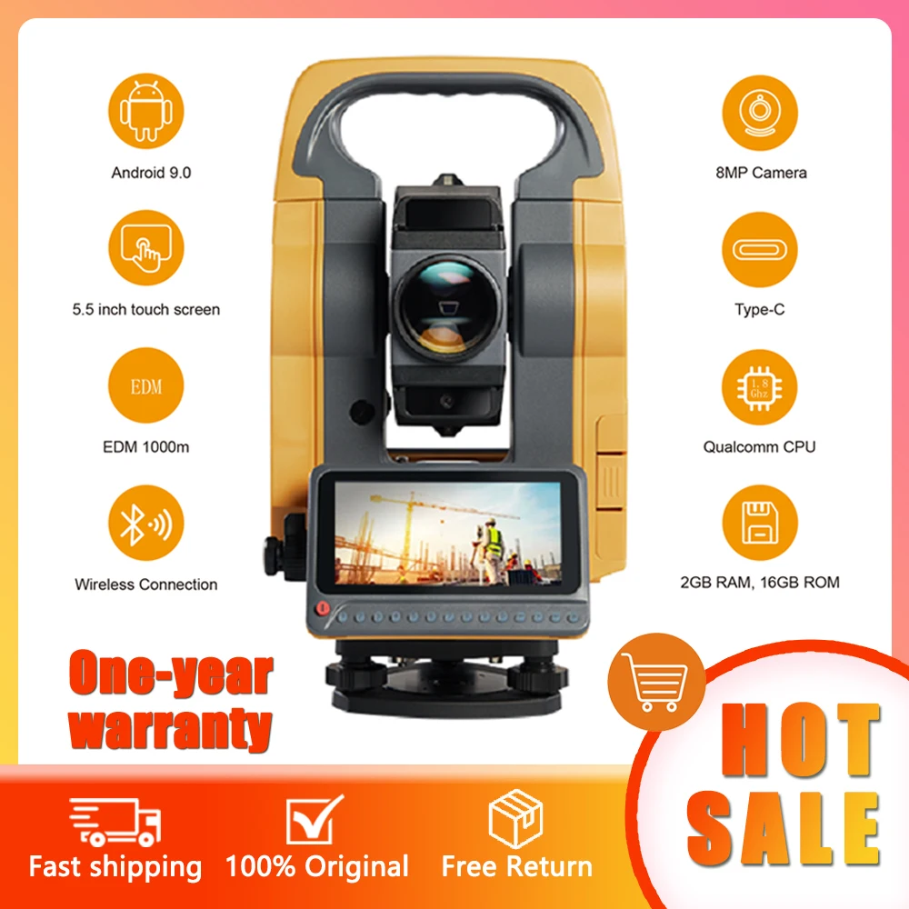 Hi-target HTS-720 Reflectorless 1000m CAD Stakeout, Select Points Smart Android Total Station with 5.5-inch touch screen
