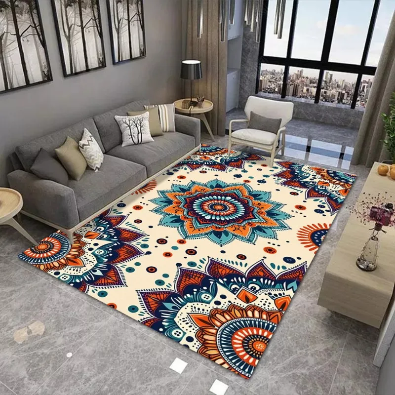 نابضة بالحياة ماندالا السجاد حصيرة البساط عين الشر نمط هندسي البوهيمي مجردة تصميم غرفة المعيشة الحديثة ديكور المنزل لينة الكلمة حصيرة