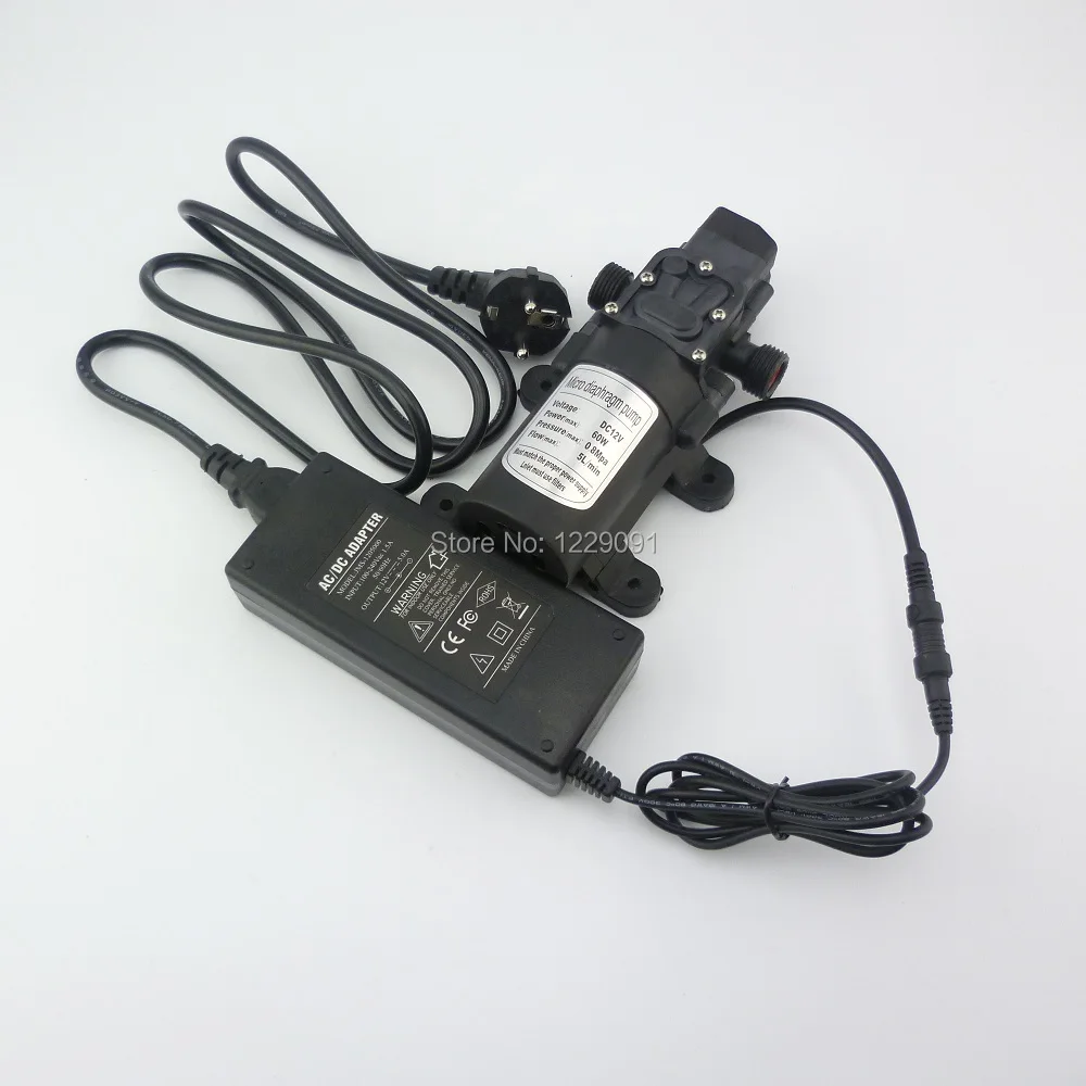Nuotrilin 60W Mini Electric Diaphragm Water Pump DC12V 24V Self Priming High Pressure 5L/Min 8bar Automatic Pressure Control