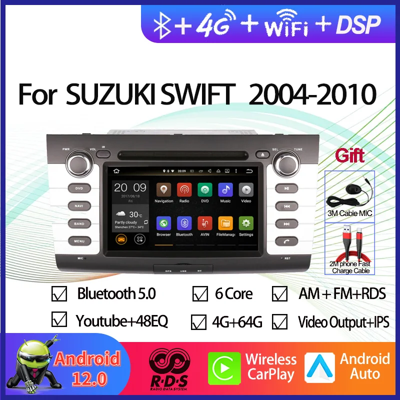 2 Din Android 12 Auto Radio Stereo for Suzuki Swift 2004-2010 7