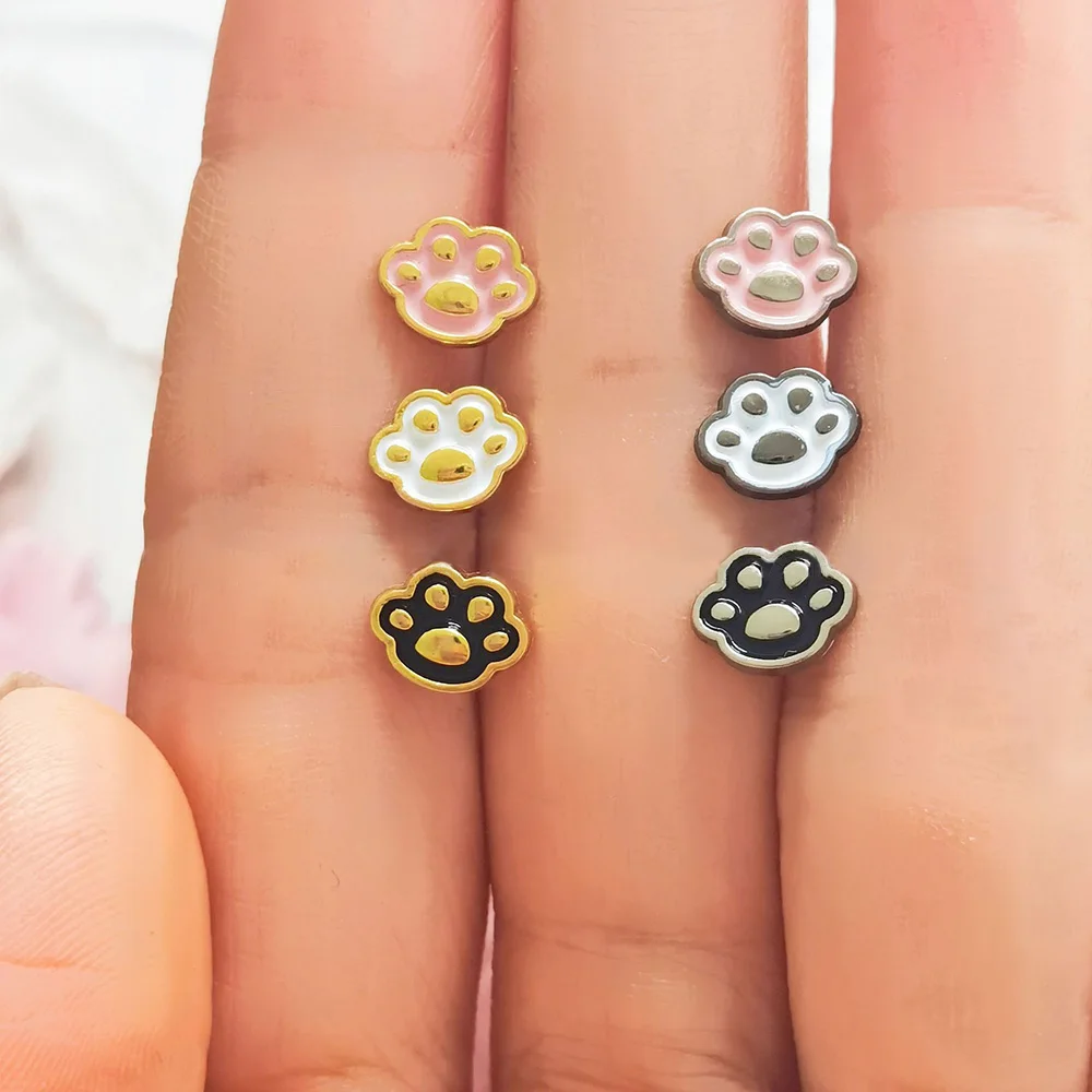 Mini Cartoon Cat Paw Buttons Cute Metal Button Doll Clothing Buckle Garment Accessories DIY Apparel Sewing Supplies