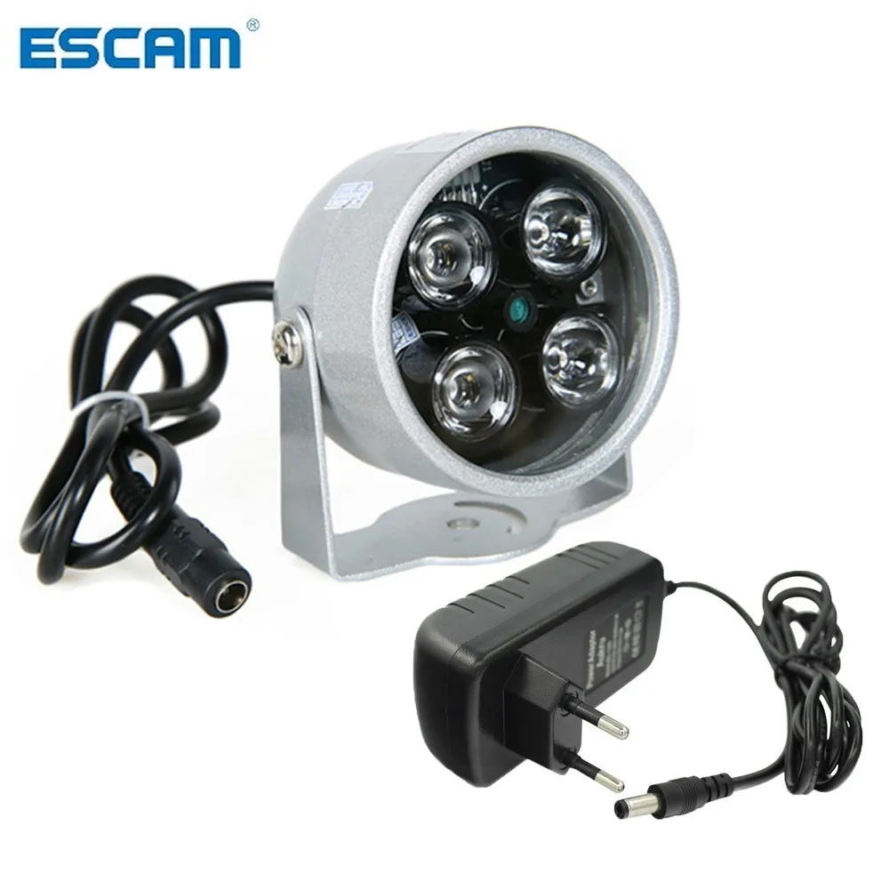 ESCAM CCTV LEDS 4 matriz IR led iluminador luz CCTV IR infrarrojo impermeable noche para cámara de seguridad uso 12V 2A potencia