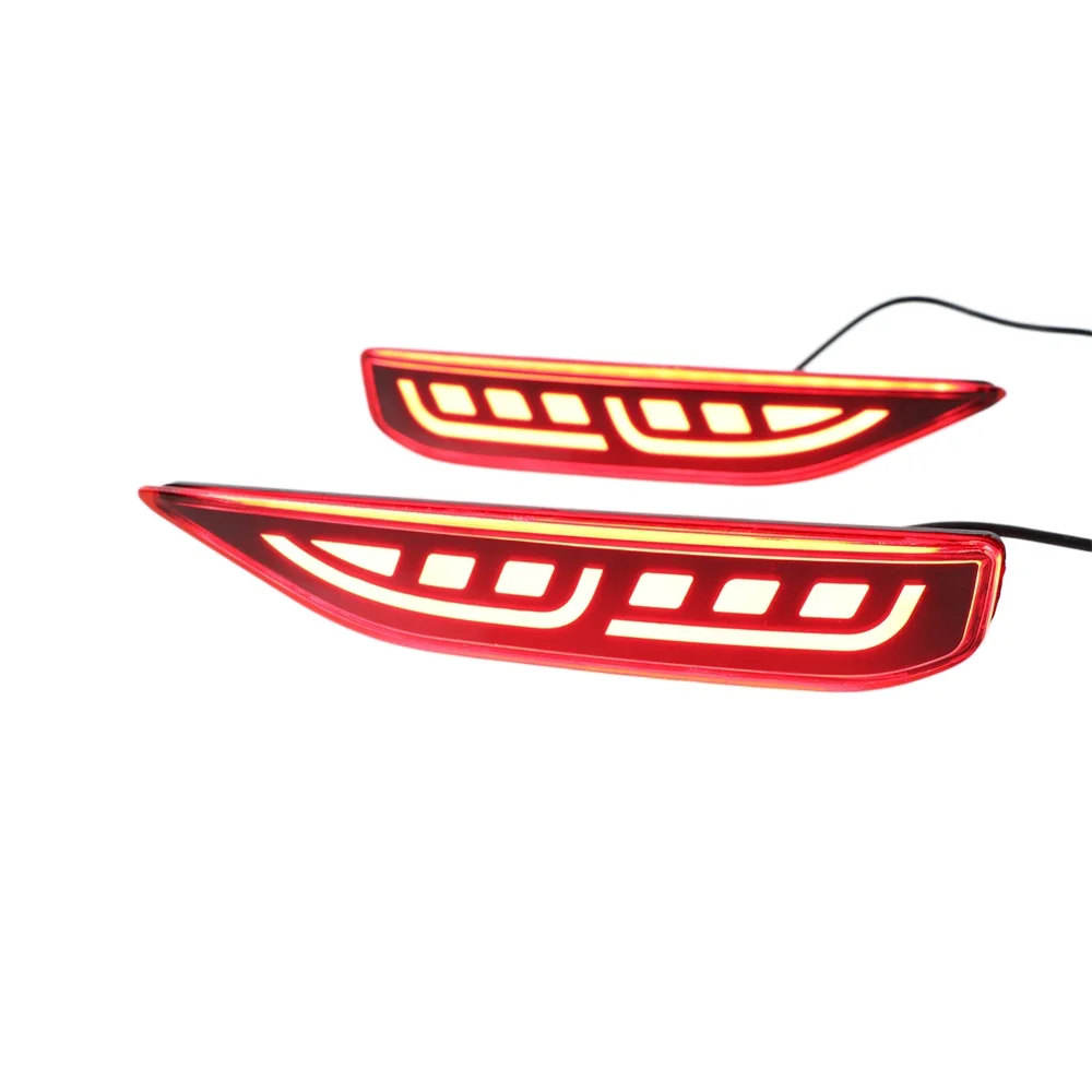 LED Rear Bumper Reflector Light For Mitsubishi Xpander 2017-2019 Red Lens Dual Heart Style 2 Function Running Brake Warning Lamp