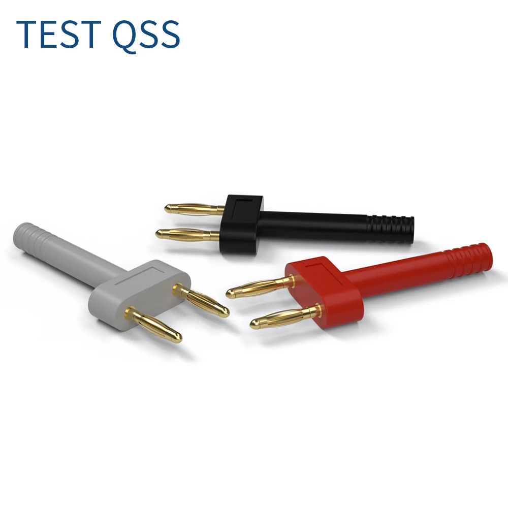 QSS 5PCS 2MM Gold Plated Short Circuit Plug Socket Jumper 2 Revolution 1 Mother Spacing 10MM Short Connector Socket