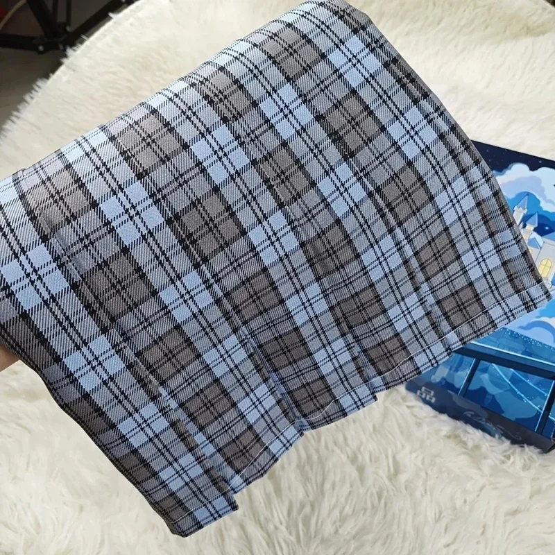 النمط الياباني منقوشة تنورة المرأة 2025 جديد الصيف عالية الخصر ضبط زر مطوي التنانير Y2K طالب لطيف الأزرق القوس التنانير الصغيرة #6