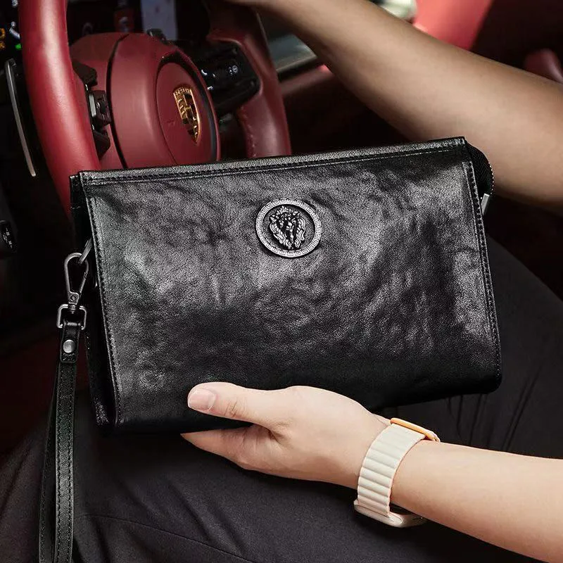 

wmnuo 2025 Clutch Wallets Men Business Hand Bag Men Genuine Leather Soft Male Bag Large Men's Shoulder Messenger Hip Sack