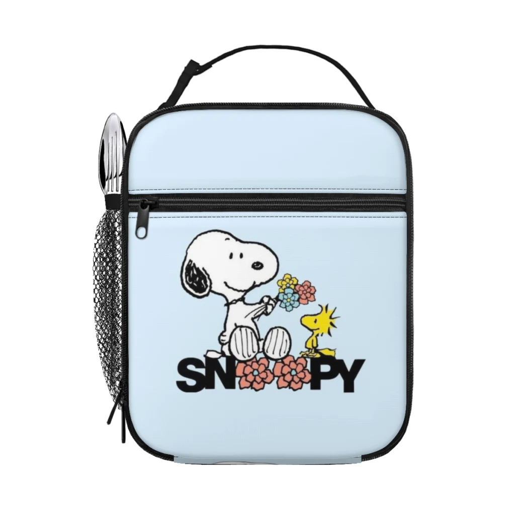 

snoopy--s Portable Lunch Bag Food Thermal Box Durable Cooler Lunchbox with Shoulder Strap Picnic Bag Office