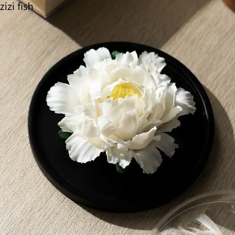 Pure Handmade Peony Incense Burners Thread Incense Plate License Diffuser Holder Aromatherapy Dish Home Decoration Crafts