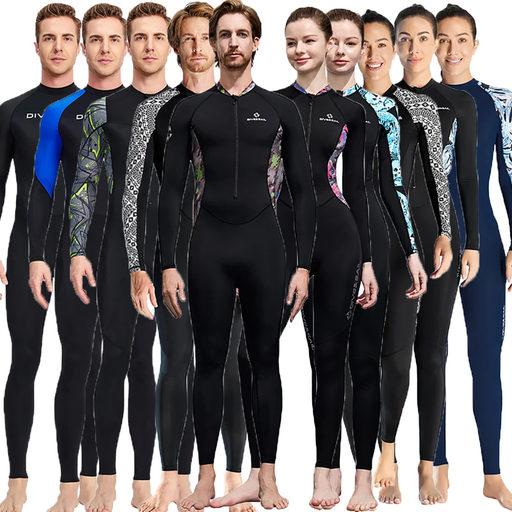 

Men Women Full Body Snorkeling Swim Lycra Full Skin Suit Front/Black Zip Long Leg & Sleeve UV Sun Protection UPF50+ Thin Wetsuit