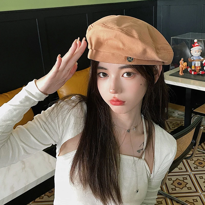 Women Beret Summer Thin Plain Octagonal Newsboy Cap Retro Internet Celebrity British Ladies Painter Tour Cap Sunscreen Hats