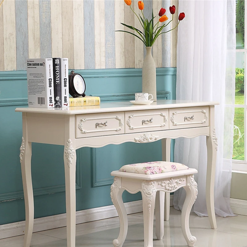 

European Luxury Dressing Table Desk Drawers Computer Study Dining Dressing Table Makeup Stool Penteadeira Lounge Suite Furniture