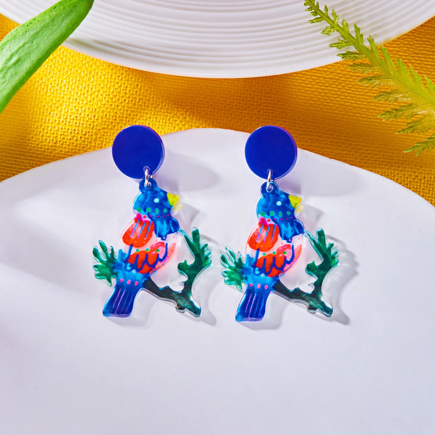 Bunte Muster Acryl Schmetterling Tropfen Ohrringe für Frauen Einfache Obst Geometrie Harz Baumeln Ohrringe Täglichen Schmuck Zubehör – Detail 17