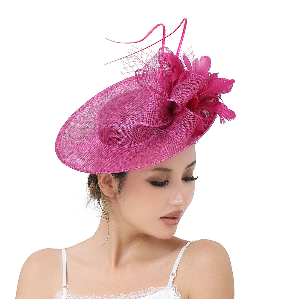 

Высокое качество Sinamay Feather Fascinator повязка на голову головные уборы для женщин милые свадебные вечерние ленты для волос для девочек аксессуар для волос