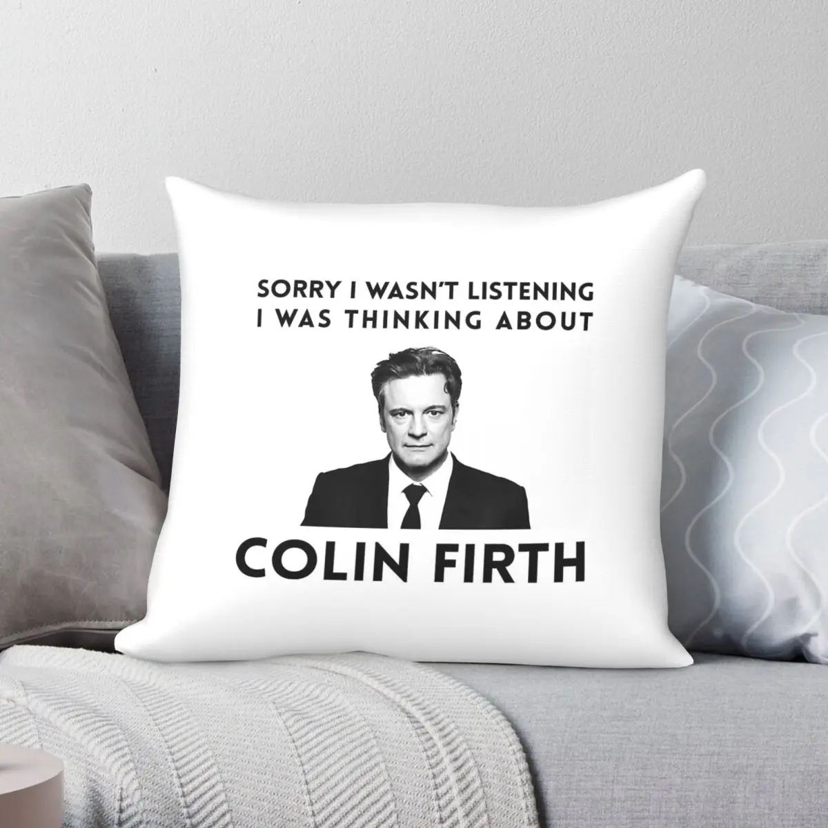 Thinking About Colin Firth Square Pillowcase Polyester Linen Velvet Pattern Zip Decorative Sofa Seater Cushion Cover Wholesale