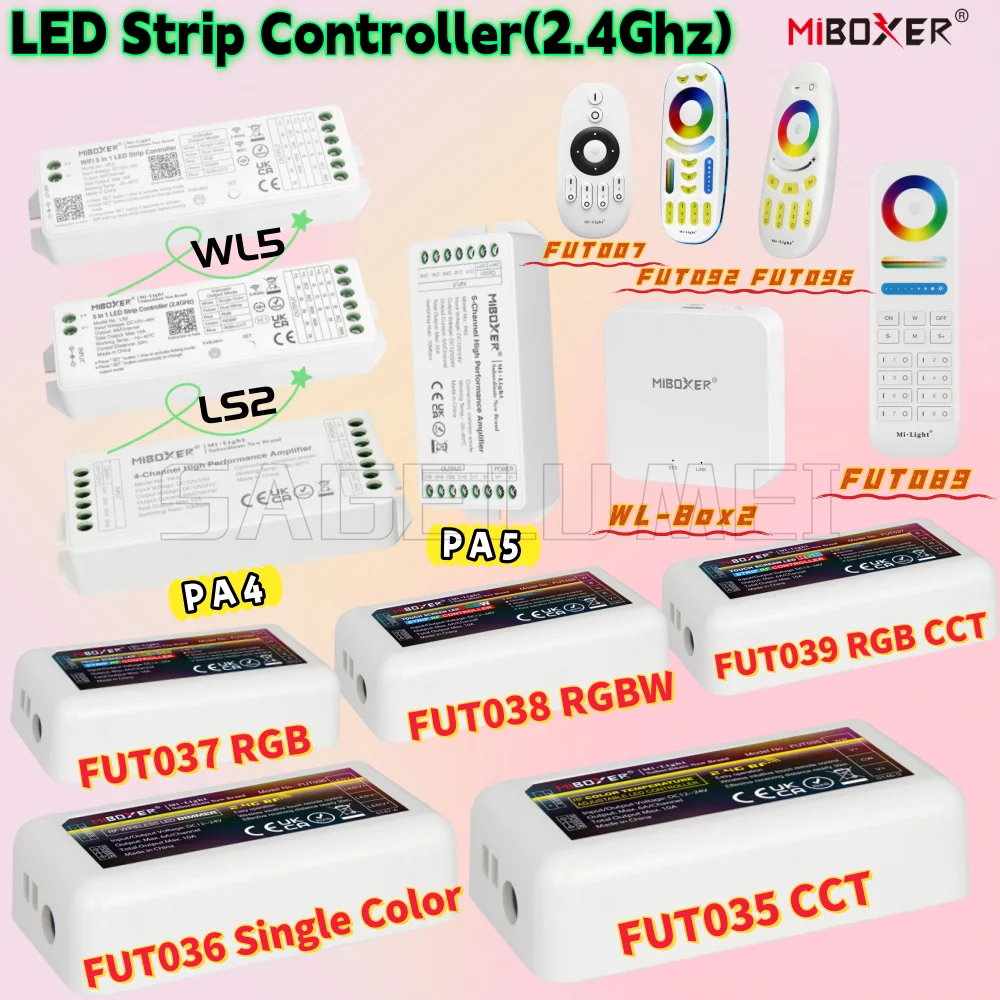 

Управление домашним/коммерным освещением MiBoxer FUT035-FUT039 PA4/5 WL5 WL-Box2 2,4G RF Дистанционный диммер для светодиодной ленты CCT/RGB/RGBW/RGBCCT