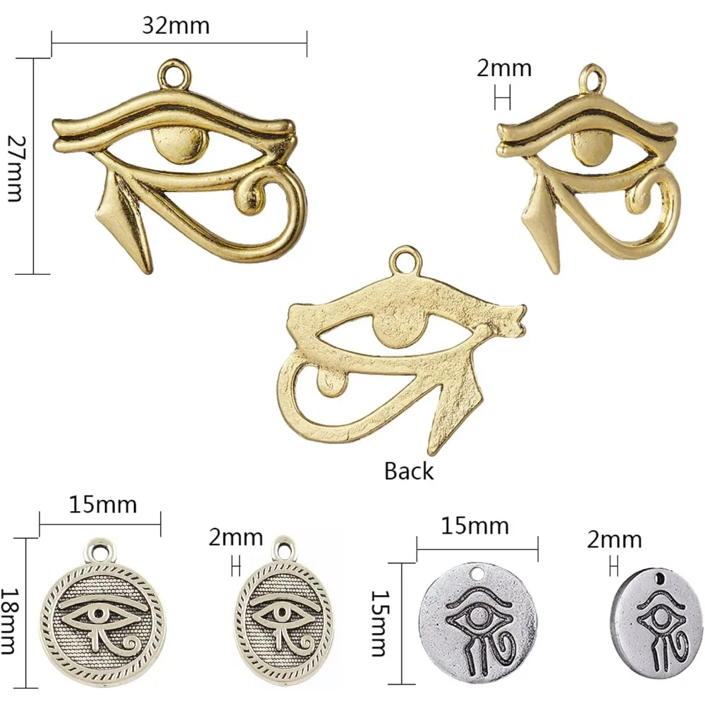 1 Box Eye of Horus Charms Ancient Egypt Charms Egyptian Charm Alloy Metal Charm Craft Supplies Style Charms making kit