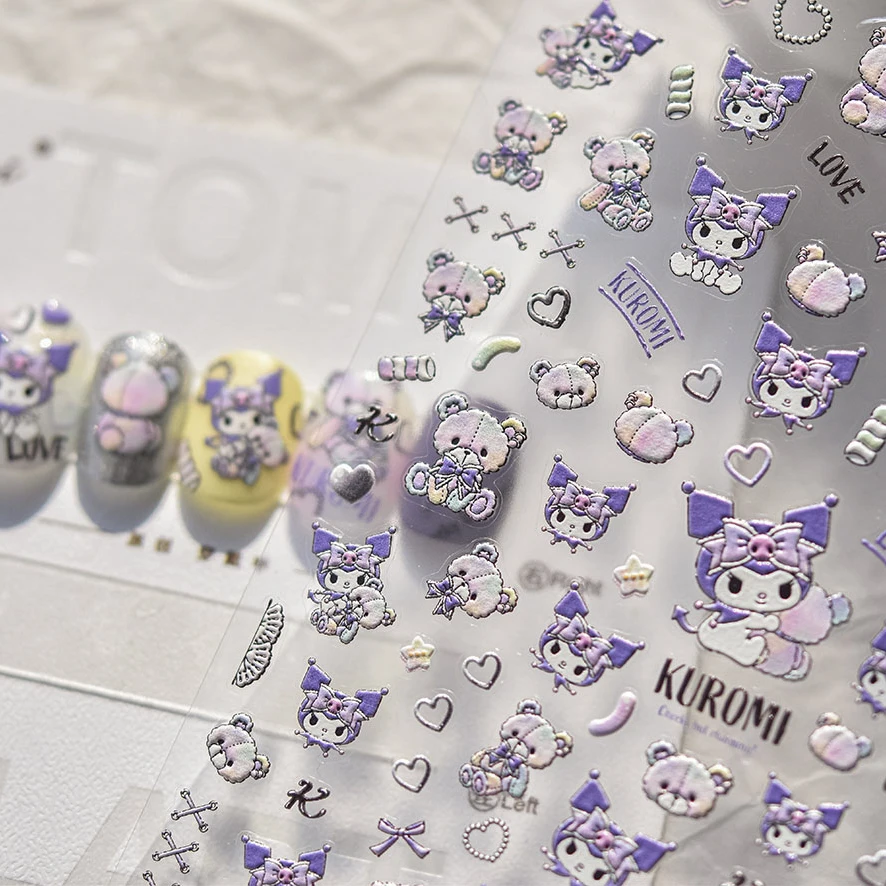 1PCS 귀여운 쿠로미 5D 네일 스티커 네일 아트 액세서리 산리오 애니메이션 캐릭터 스티커 네일 아트 액세서리