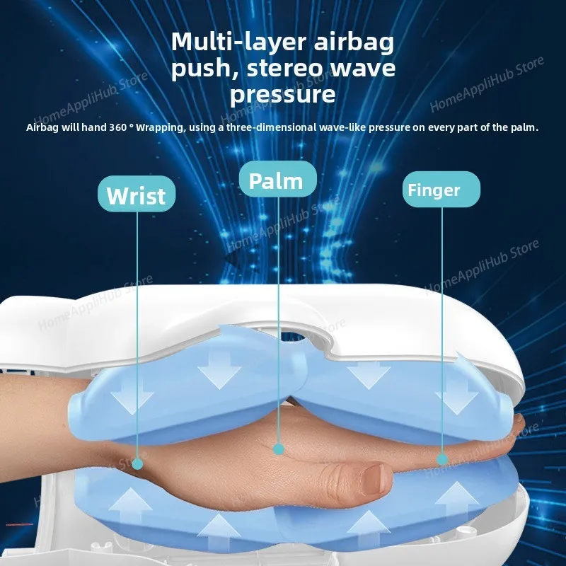 Heated Hand Massager Palm Wrist Finger Massage Device Air Pressure Kneading Electric Portable Vibrating Glove for Relax Hand