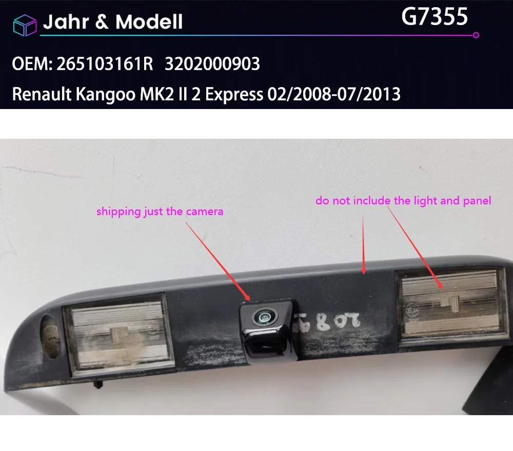 HD Car backup Rear View Camera for Renault Kangoo MK2 II 2 Express 02/2008-07/2013