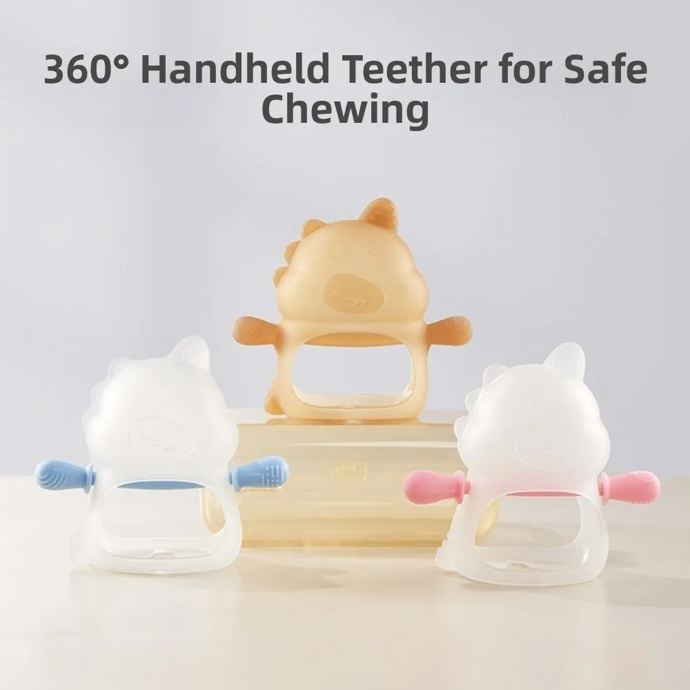 3 قطعة عضاضة ديناصور الطفل الناعمة مكافحة إسقاط مكافحة الأكل اليد التمريض ألعاب التسنين الغذاء الصف مريحة #5