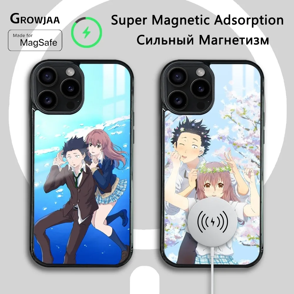 Anime A S-Silent V-Voice Phone Case For iPhone 16 15 14 13 12 11 Pro Max Plus Mini Magsafe Mirror Wireless Magnetic Cover