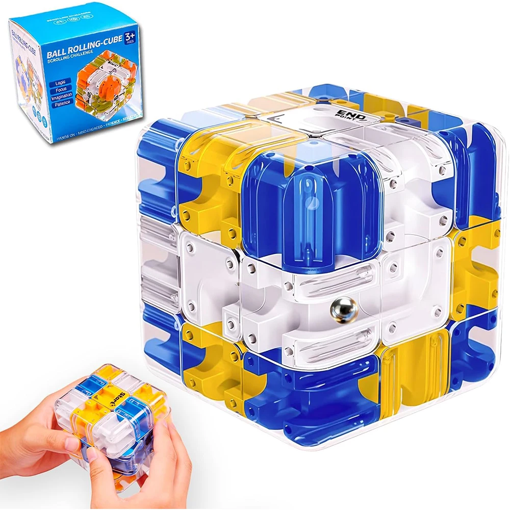 Maze Puzzle Roller Ball Challenge Game Maze Cube for Classroom Party Birthday School Travel Brain Teaser Logic Thinking Toy Gift