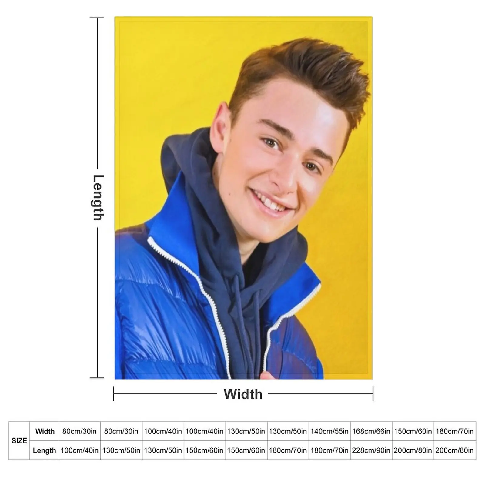 Noah Schnapp Blue Jacket Throw Blanket Weighted Bed Fashionable valentine gift ideas halloween Blankets