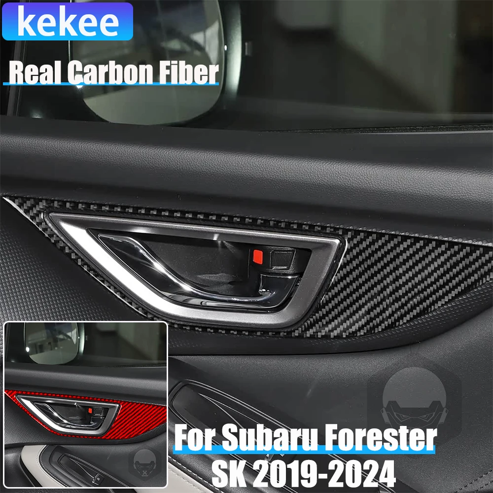 

Настоящее углеродное волокно, автомобильные аксессуары, накладка на ручку передней двери, мягкая наклейка для Subaru Forester SK 2019 2020 2021 2022 2023 2024