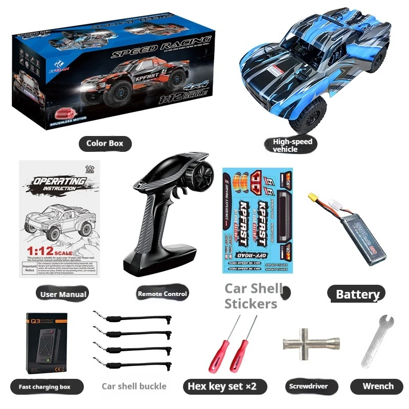 

KF17 1:12 Бесщеточный полноприводный высокоскоростной радиоуправляемый автомобиль (45+ км/ч), шорт-корс трак, внедорожный раллийный багги для взрослых, поддерживает батареи 2S и 3S