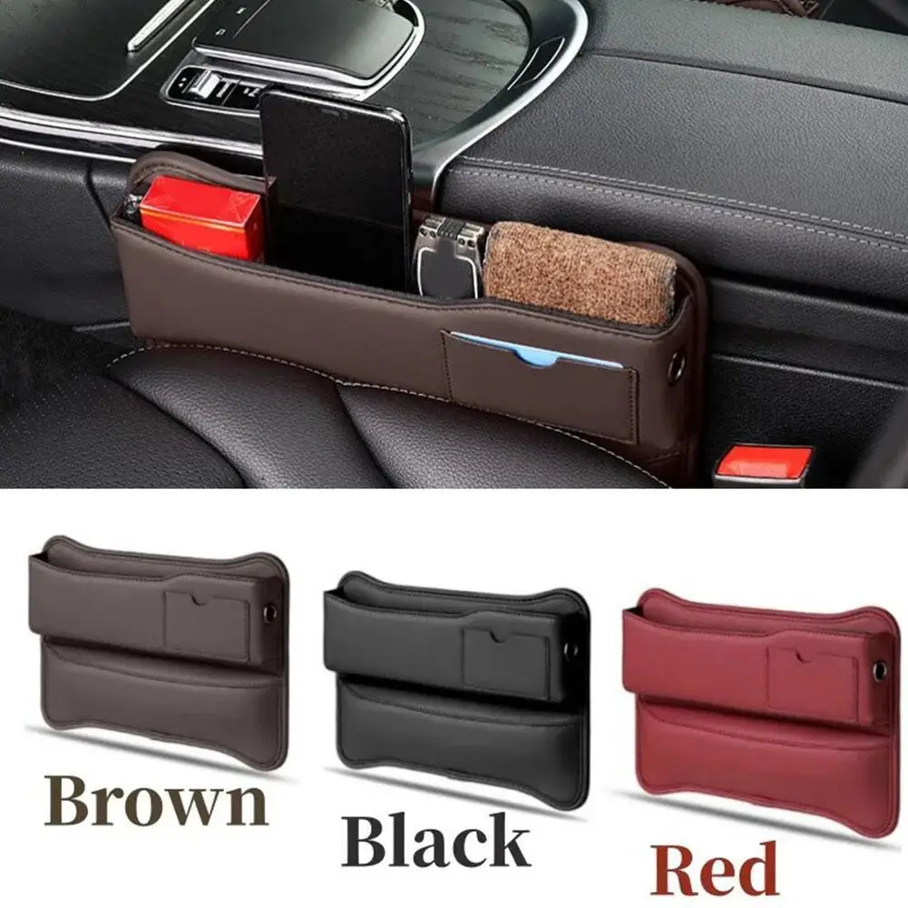 

Leather Car Seat Organizer Storage Box Multifunction Crevice Side Storage Pocket Wallet Keys Card Phone Holder 3 Color