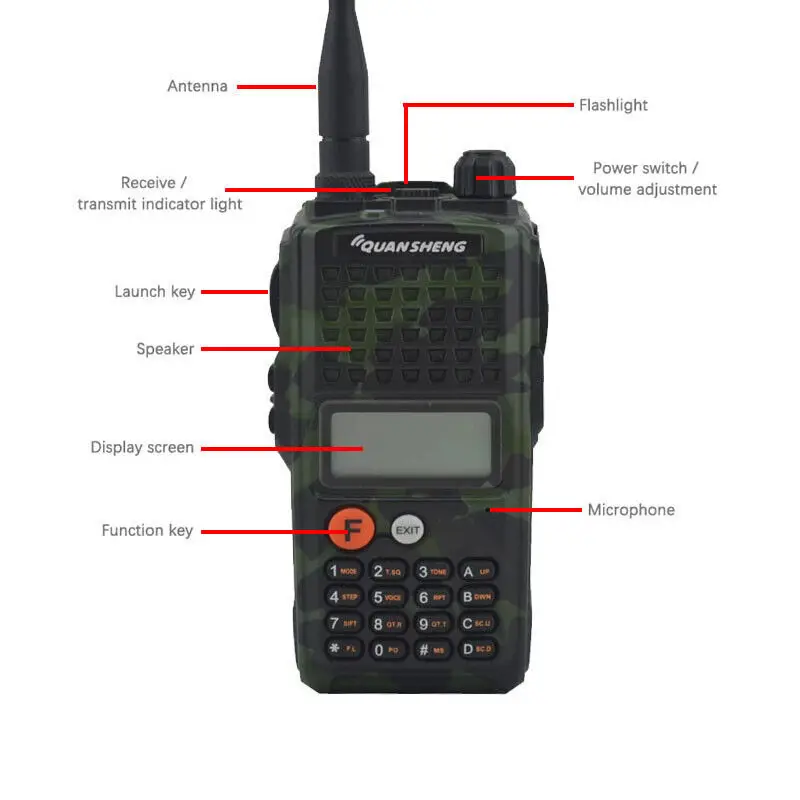 Camouflage Original Walkie Talkie Quansheng TG-K10At 100CH 10W CTCSS/DCS Talk Range 10KM UHF 400-470Mhz Two Way Radio