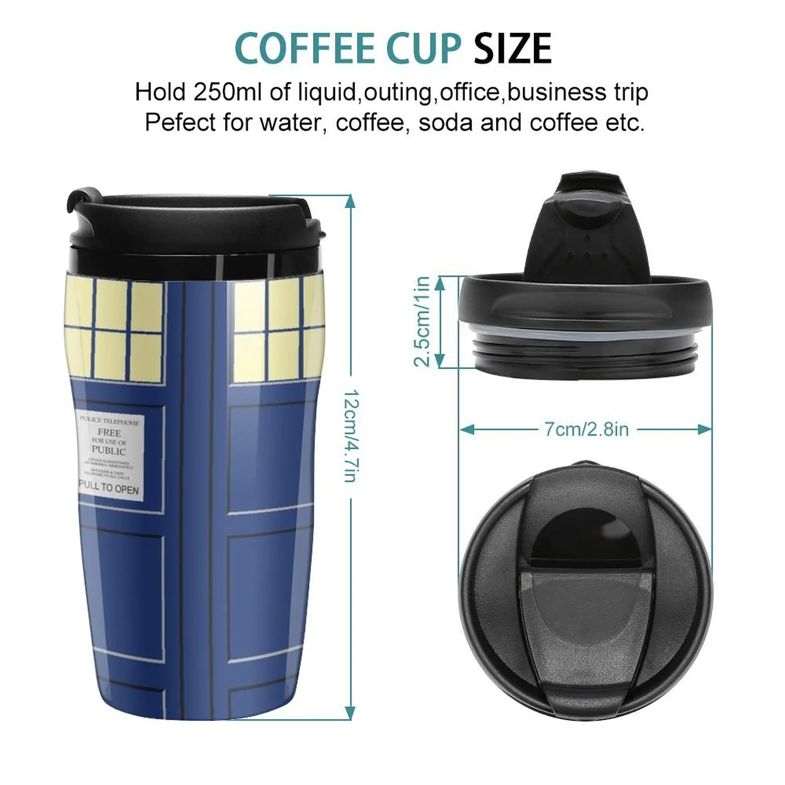 New United Kingdom - Blue Police Public Call Box Costume Travel Coffee Mug Creative Cups Coffee Thermal Cup