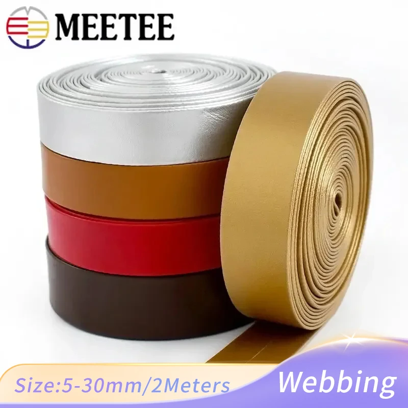 5M Meetee 5-30mm PU Leather Ribbon Bag Strap Handbag Decor Cord Chocker Necklace Rope Belt Tape DIY Sewing Clothing Accessories