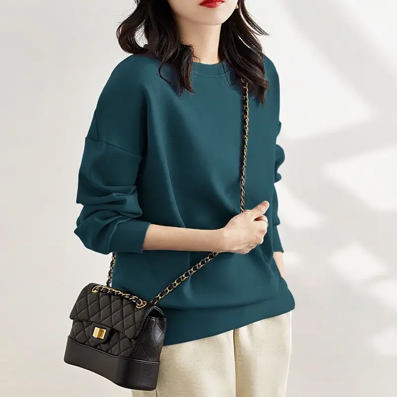 

Autumn and Winter Women's O-Neck Long Sleeves Loose Pullover Hoodies Plus Size Printed Classic Fashion Casual Commute Tops