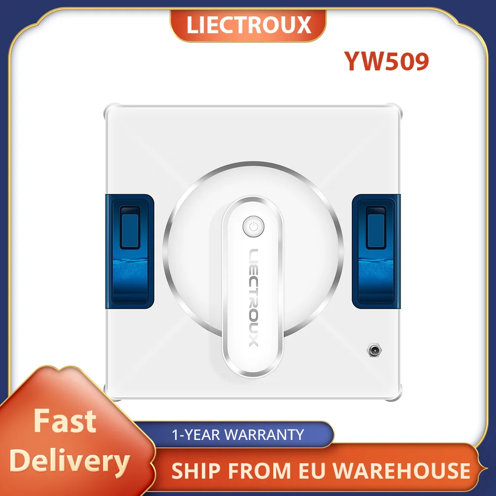 LIECTROUX YW509 Robot Window Cleaner, Double Water Tank, 3000Pa Suction Power Smart Path Planning, Remote Control Cleaning Robot