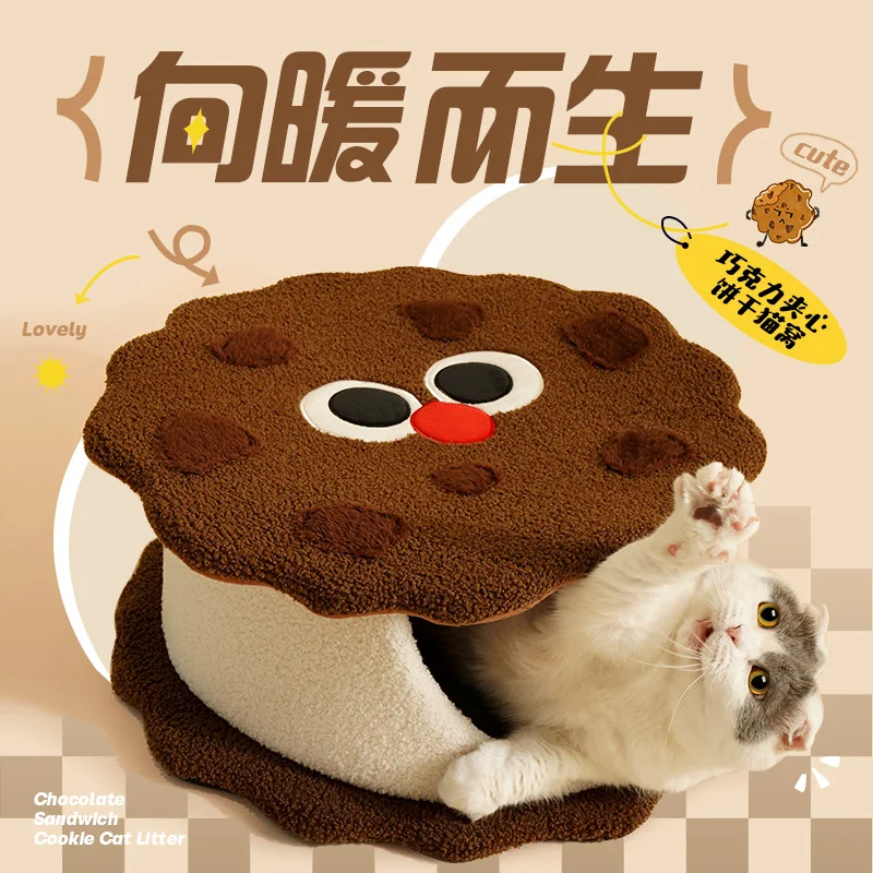 

Cat litter universal doghouse winter warm cat bed semi-closed security sleeping litter cat escape house
