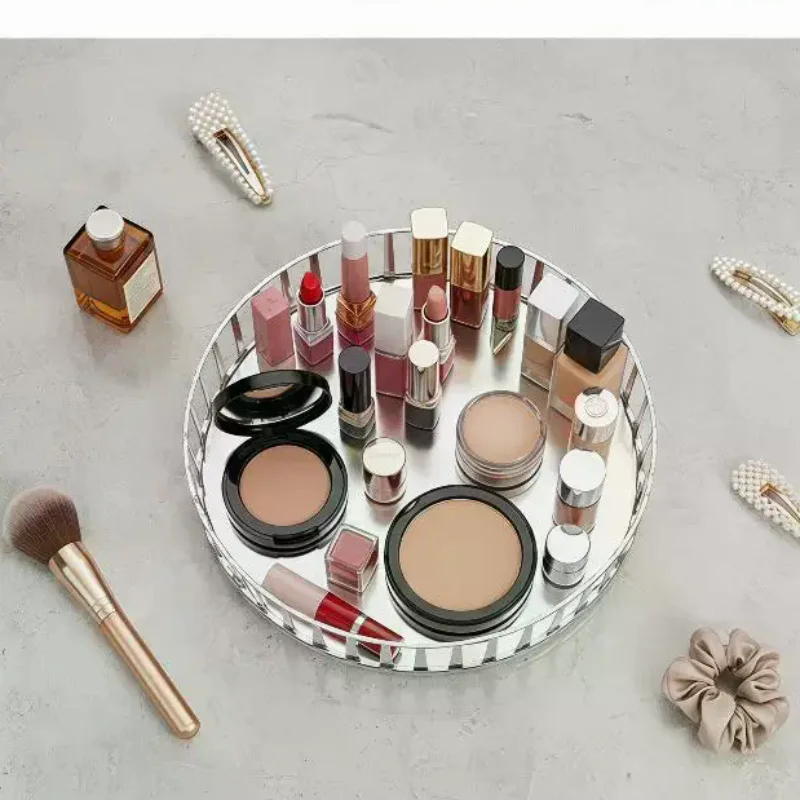 Luxury Skincare Tray - Rotating Perfume Organizer For Dresser Light