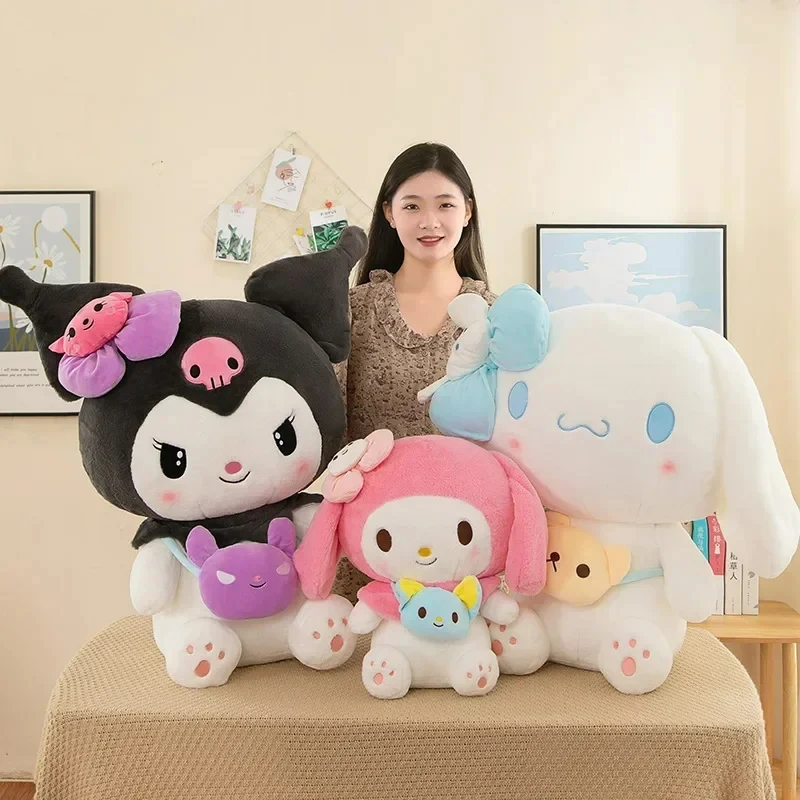 

Kawaii Sanrio Cinnamoroll Kuromi My Melody 40/50 см, плюшевые игрушки, кукла, подушка, аниме, мультфильм, украшение комнаты, куклы, подарки для детей