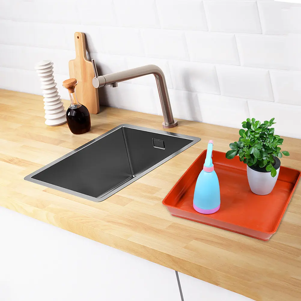 2Pcs Sturdy Resin Plastic Plant Tray Square Saucer for Pots Drip Protection Moisture Retention Planter Accessory